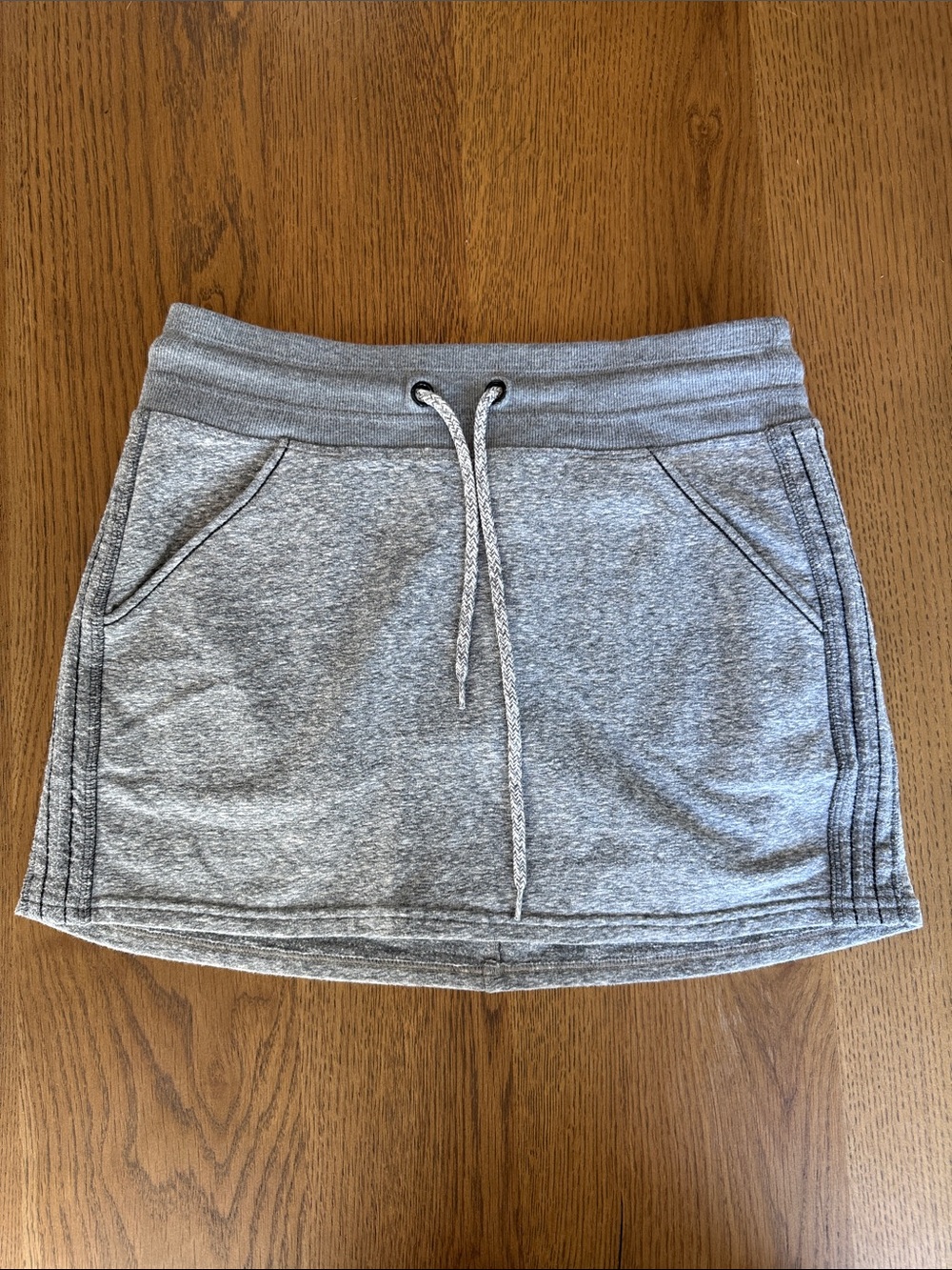 Athleta Light Gray Drawstring Mini Skirt